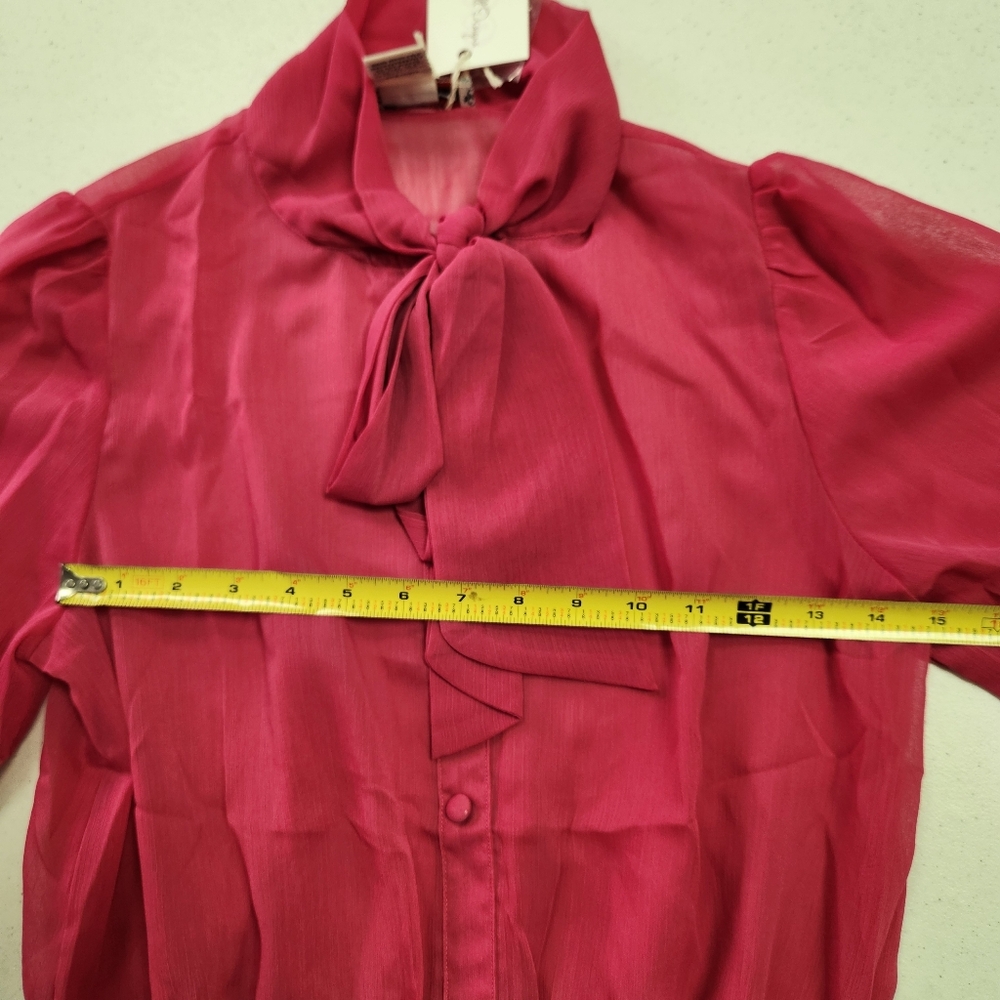 Jealous Tomato Sheer Blouse w/Bowtie & Peasant Sleeves - Picture 11 of 16